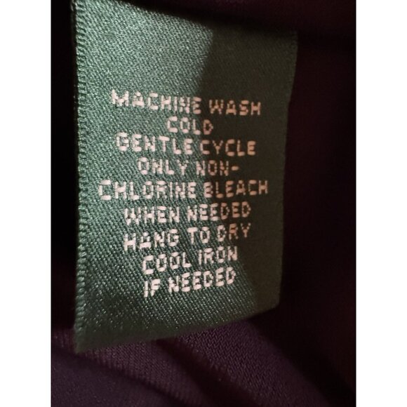 Ralph Lauren Dress 12 Dark Purple Stretch Sleeveless Ruffle V Neck Washable NEW - Picture 8 of 10